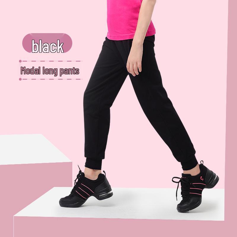 Children's Black Cotton Dance & Gymnastics Pants