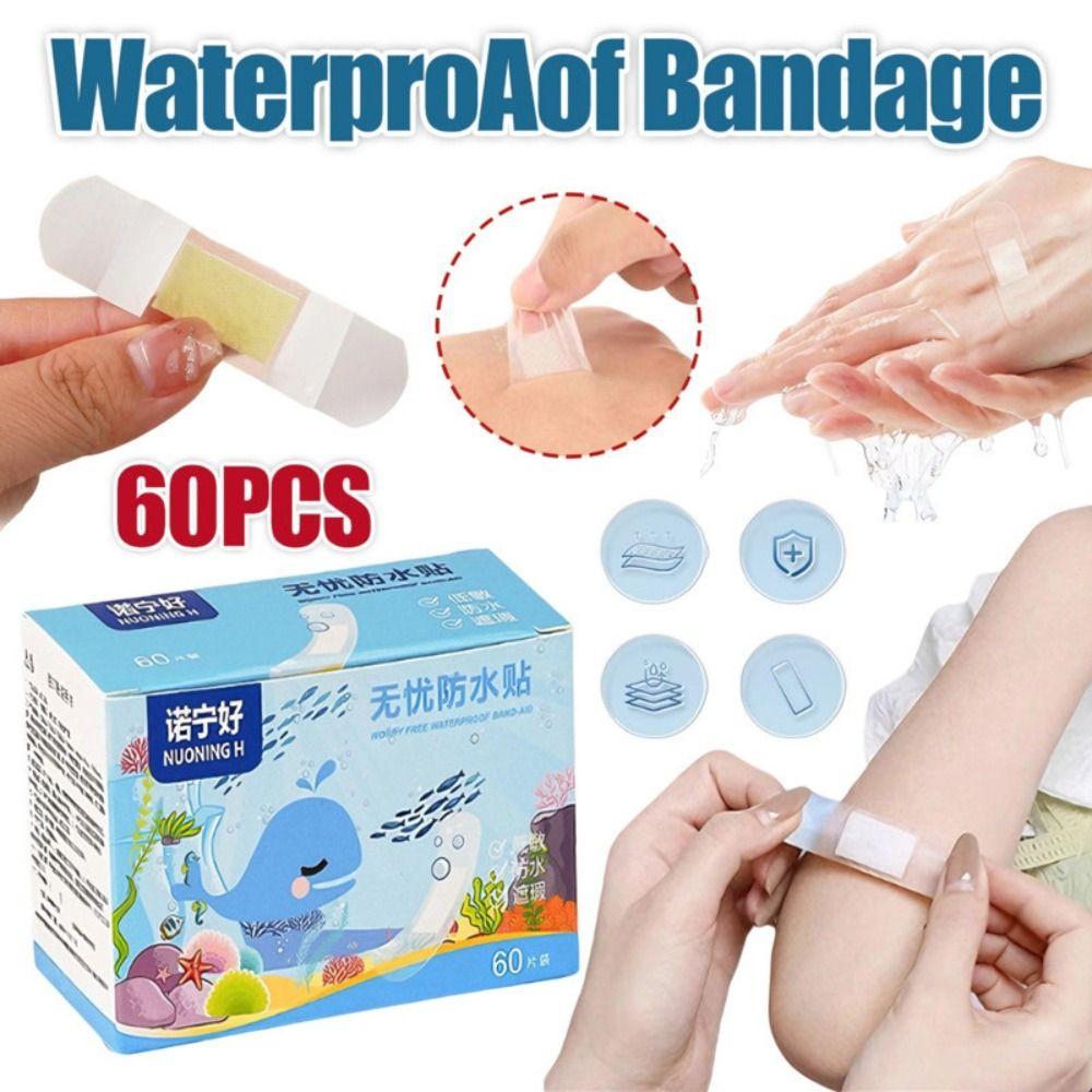60Pcs Anti-friction Waterproof Sticker Transparent Foot Patch  for Children Bathing Swimming
