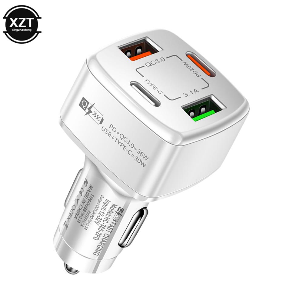 

Автомобильное зарядное устройство USB C 38 Вт Быстрая зарядка Type C Автомобильное зарядное устройство для телефона для iPhone 13 Xiaomi Huawei Samsung Планшет Зарядный адаптер белый