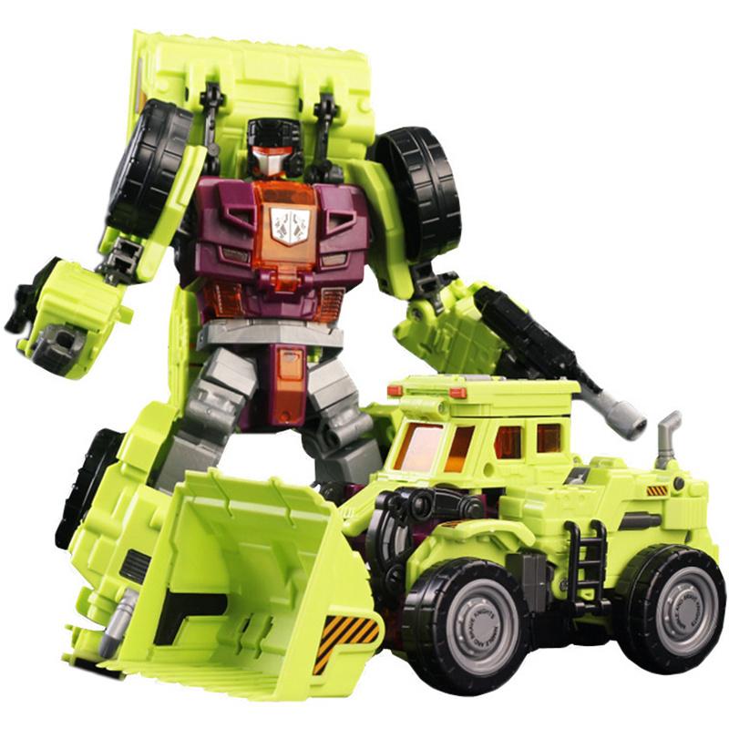 NBK 6 IN 1 New Transformation Toys Devastator Anime Action Figure Engineering Truck Bulldozer Excavator Blender Model Kids Gift