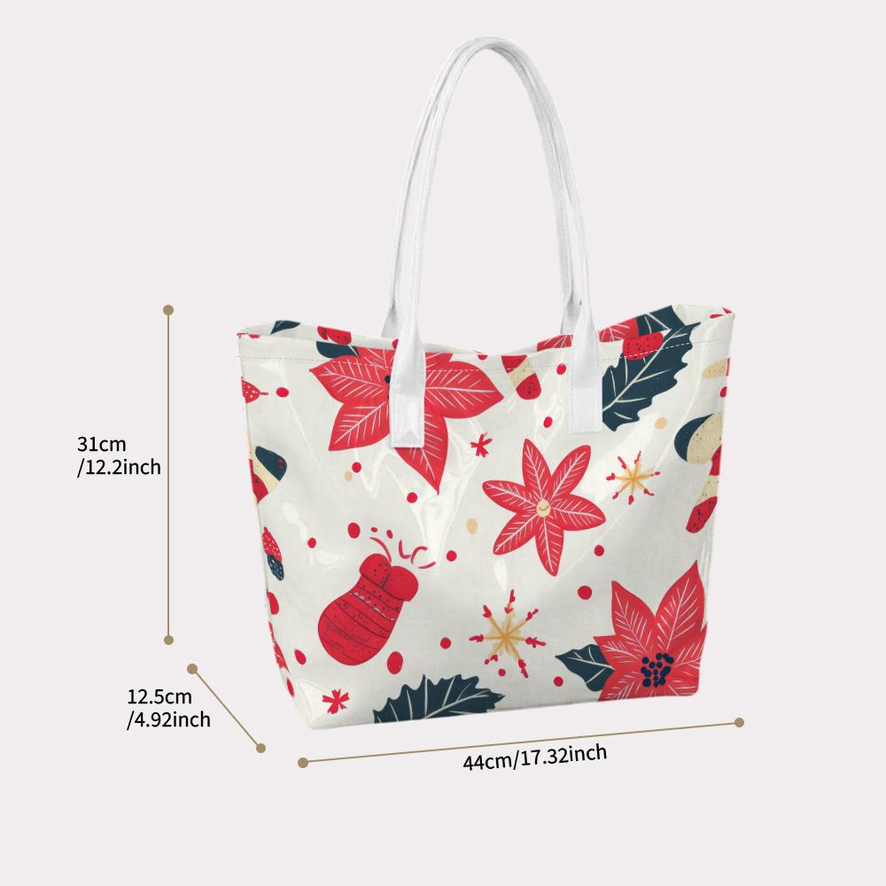 Christmas Print Tote Bag Large Capacity Portable Casual Daily Shoulder Handbag for Women Outdoor Travel Shopping Holiday Use