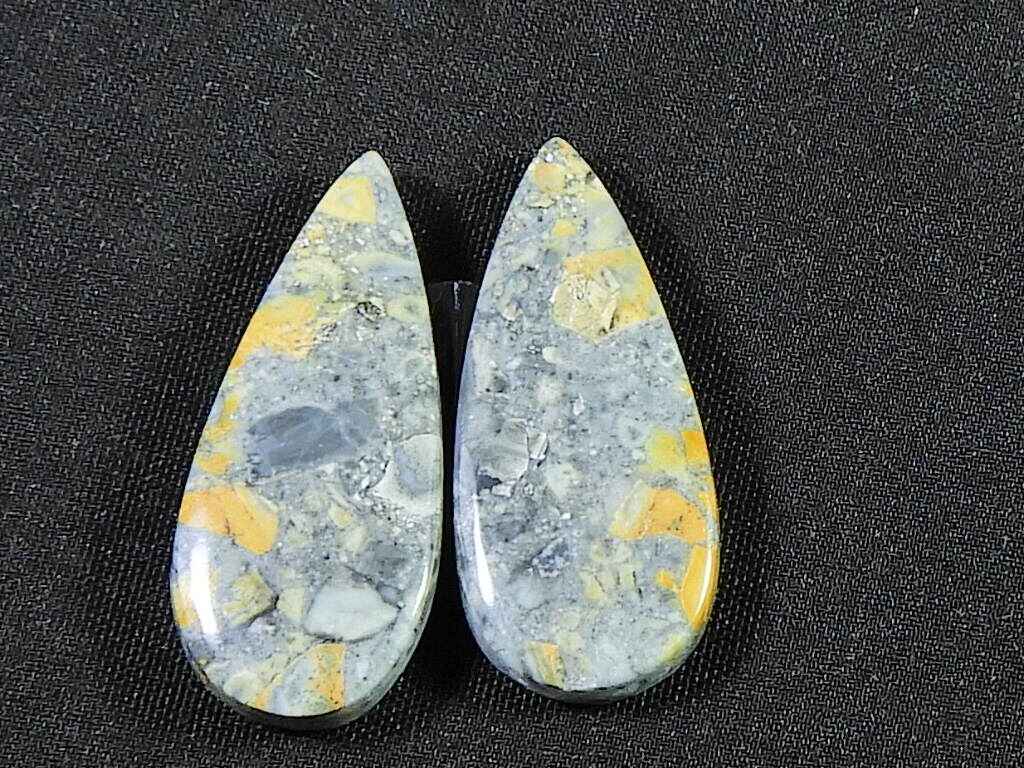 19Cts. Natural Maligano Jasper (10mm X 25mm each) Pear Cabochon Match Pair SK-2768