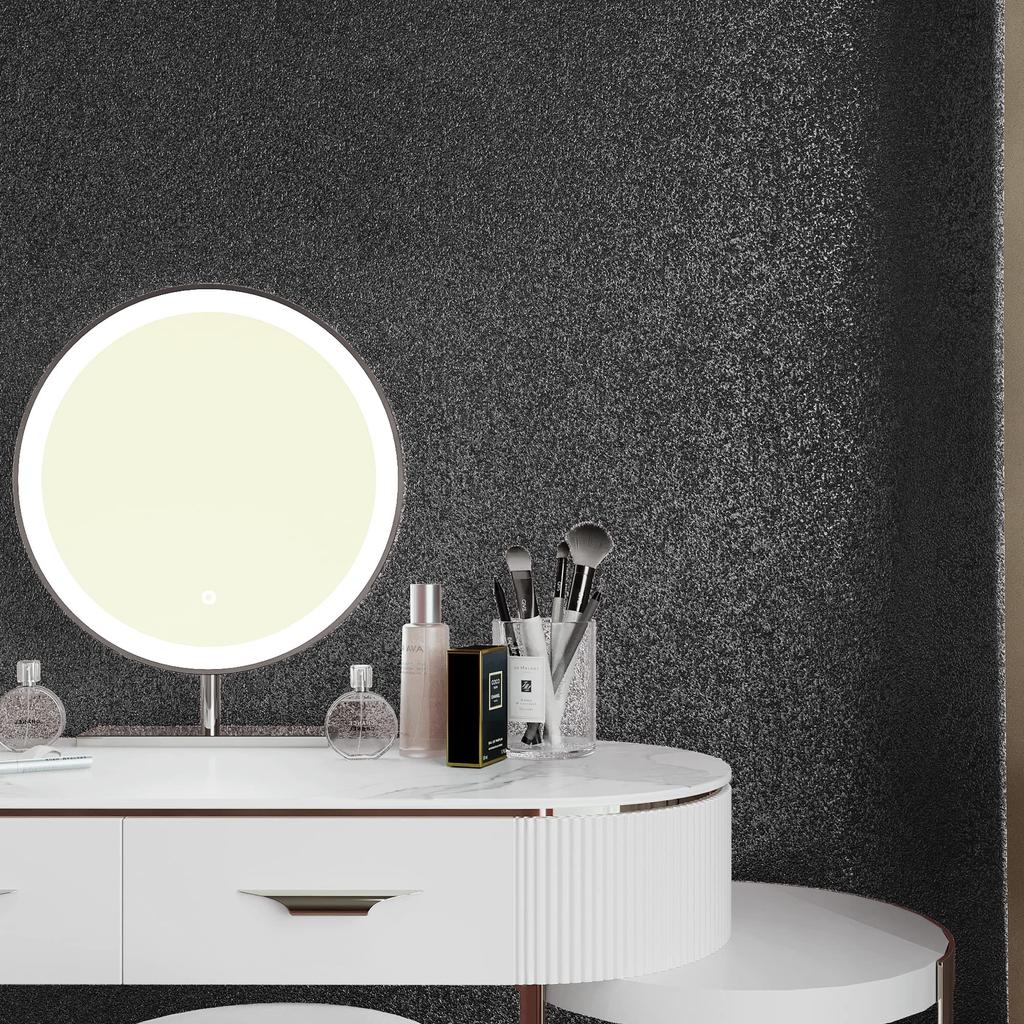 VEELIKE Glitter Removable Wallpaper Wall Renovation Suitable for Sliding Wall Furniture Interior Kitchen Easy to 40 x 300cm Sheet, Black, Thick,