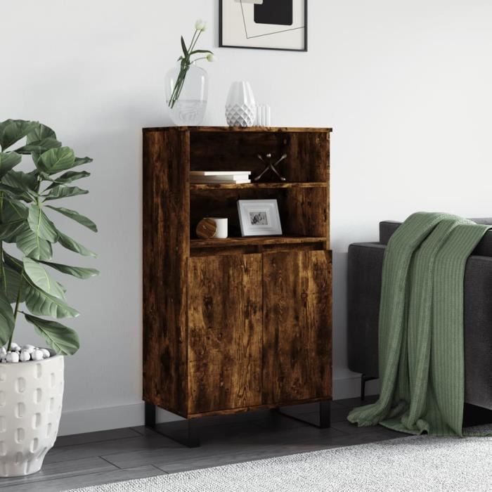 VidaXL Buffet haut Chêne fumé 60x36x110 cm Bois d'ingénierie 831497
