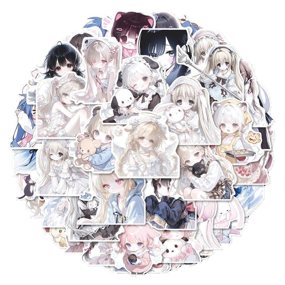 

82PC Ancient Cute Girl Avatar Sticker Japanese Girl Cartoon High-looking Ins Account Decoration Mobile Phone Sticker Cute Gift