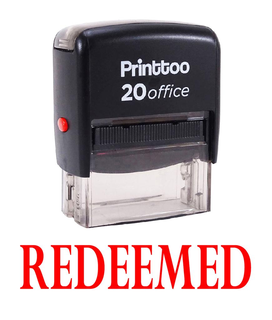 Printtoo Self Inking Rubber Stamp Office Stationary REDEEMED Custom