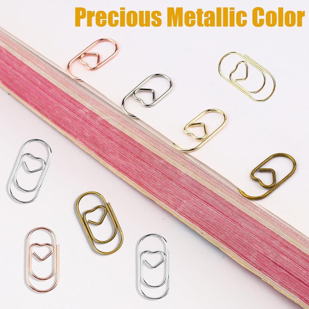 80 Pcs Heart Paper Clips - Love Heart-Shaped Small Clip Metal Journaling Clamps, Colorful Decorative Cute Paper Clips for Women, Document Note