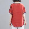 T-shirt Embroidered Loose National Style Ladies Short Sleeve Oversize Blouse