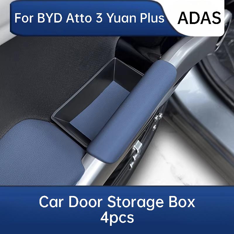 For BYD Atto 3 Yuan Plus ADAS Smart Driving Edition Car Door Handle Storage Box Leather Organizer Tray Interior Accessories