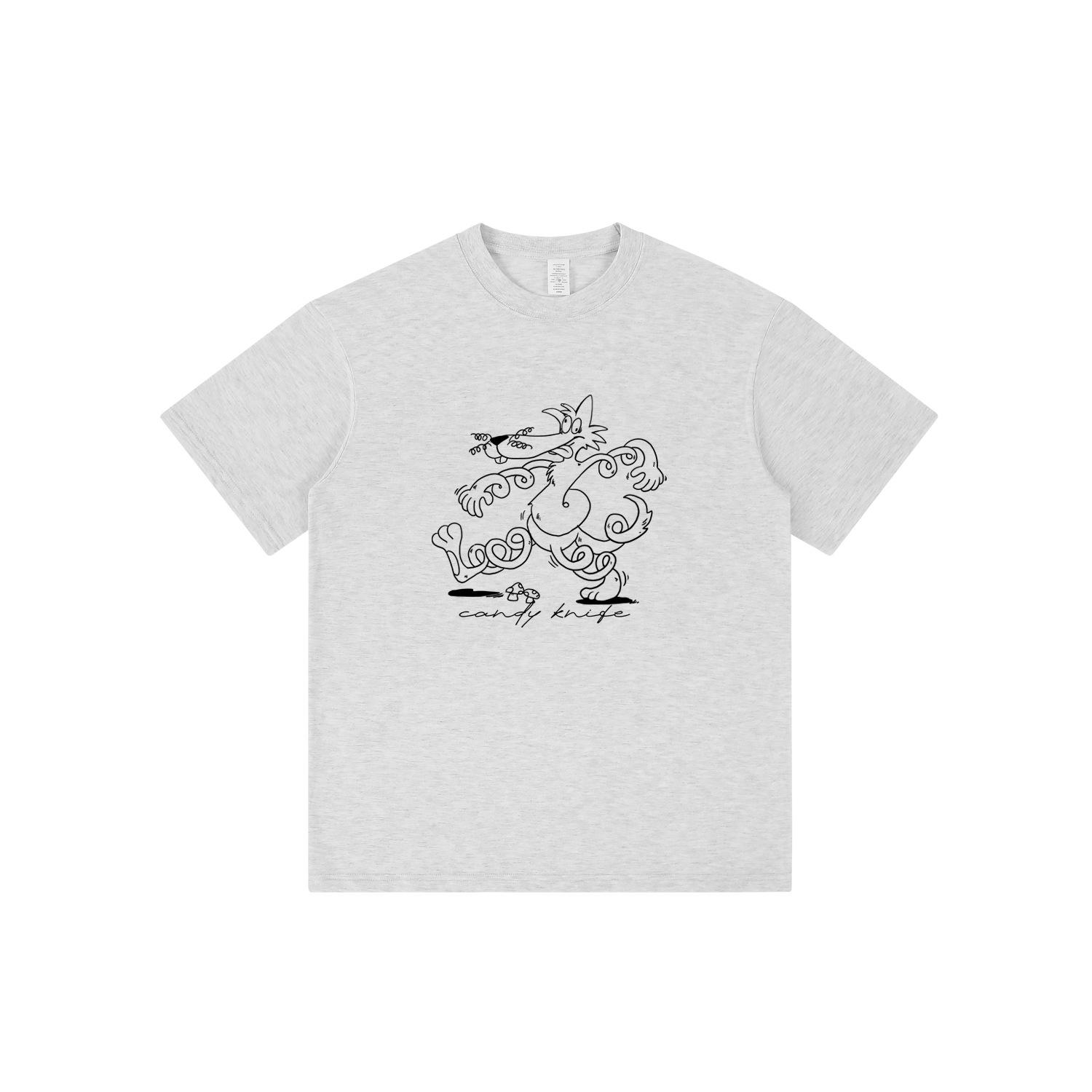 

Унисекс футболка с мультяшным кроликом в линейной графике - Чистый хлопок, Короткий рукав, Свободный крой Extra Large