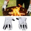 Leather Welding Gloves Welding Gloves Cowhide Leather Heatproof Fireproof Barbecue Gloves for BBQ Grill Fireplace Industrial