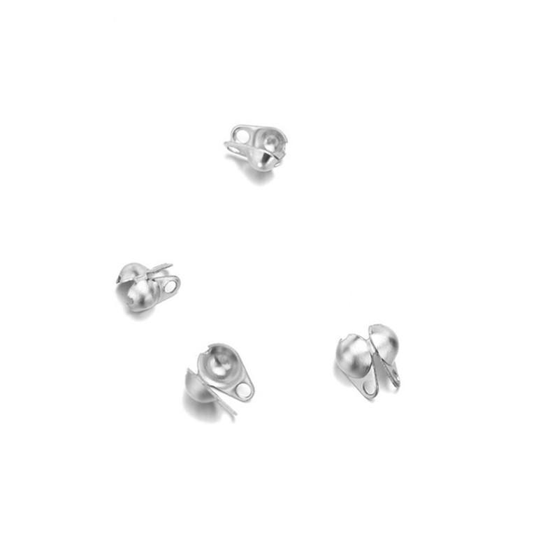 50-20Pcs 1.5/2/2.4/3.2/4/5/6mm Stainless Steel Ball Chain Connector Clasp Crimp End Bead Caps For DIY Jewelry Necklace Making