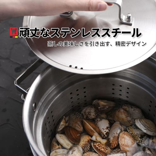 Premium Stainless Steel Tall Steamer Pot for Asparagus, Vegetables, Spaghetti, and Pasta, Stovetop Cookware with Removable Perforated Basket and Lid,