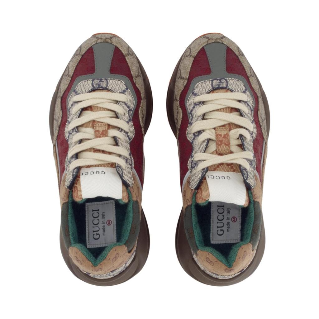 Gucci Rhyton Low Top Chunky Sneakers Women's Brick Red & Brown 620185 99WG0 6060