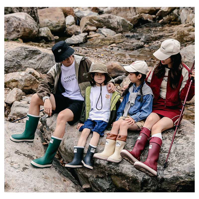 Mode Regenstiefel Herren und Damen Hohe Stiefel Outdoor Camping Watstiefel Kordelzug Angelschuhe Rutschfeste Wasserdichte Überschuhe