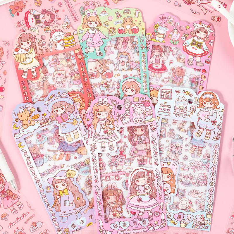 Kawaii Girl Stickers Cute DIY Scrapbooking Journal Decor Princess Stickers Kids Gift Stationery School Supplies