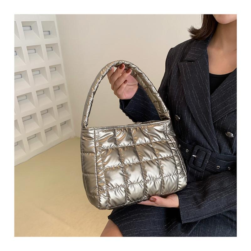 New Fashion Plaid Quilted Faux Leather Tote Bag for Women Large Capacity Handbag Double Handle Shoulder Purse