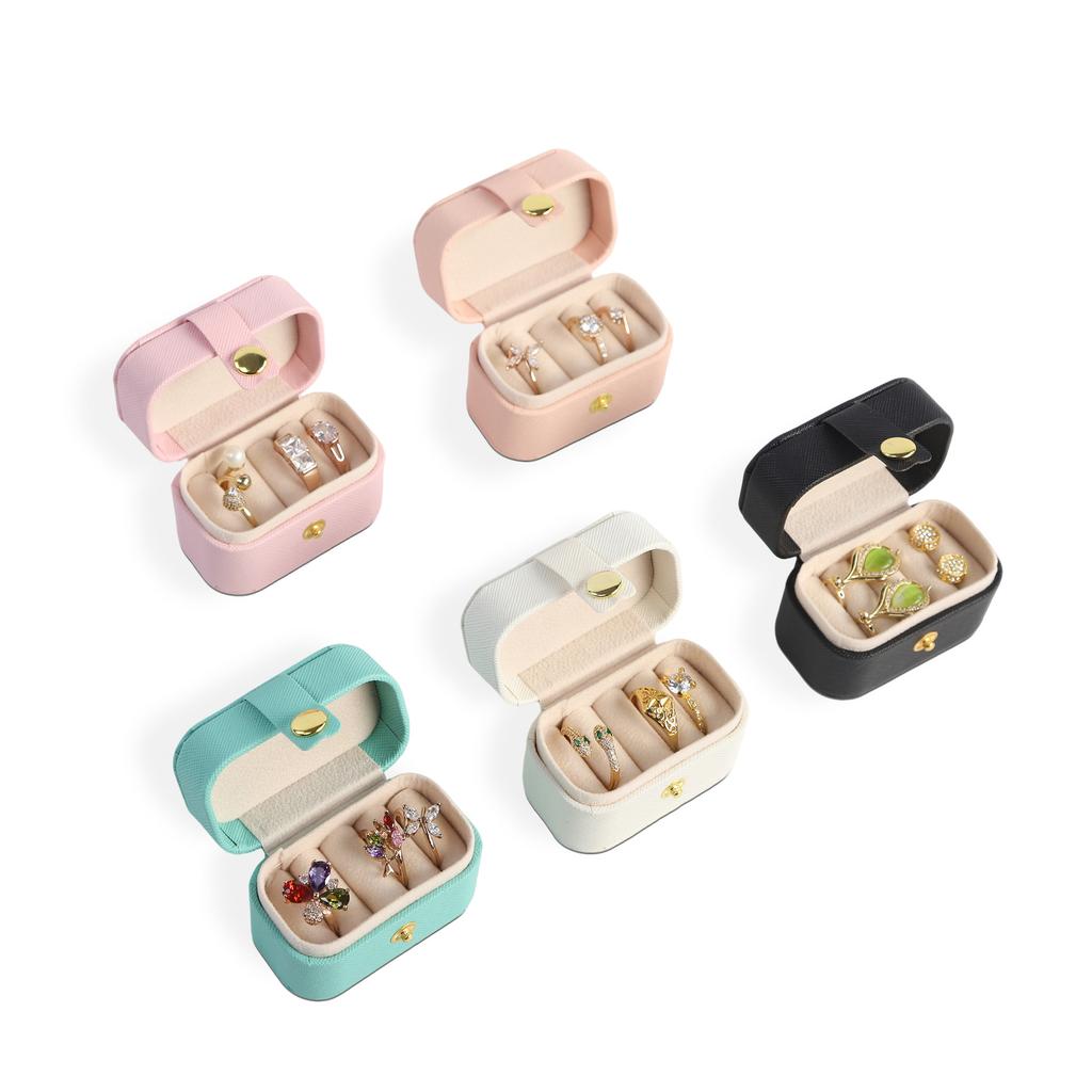 Ring Portable Small Jewelry Storage Box for Women Travel Simple Leather Ring Earrings Storage Box Organizer Display Gift Bag