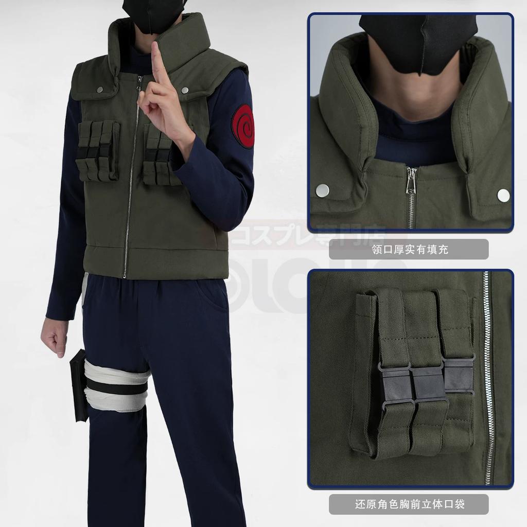 Anime Vierde Hokage Kakashi Hatake Cosplay Kostuum Voor Jonge Ninja, Inclusief Pruik.