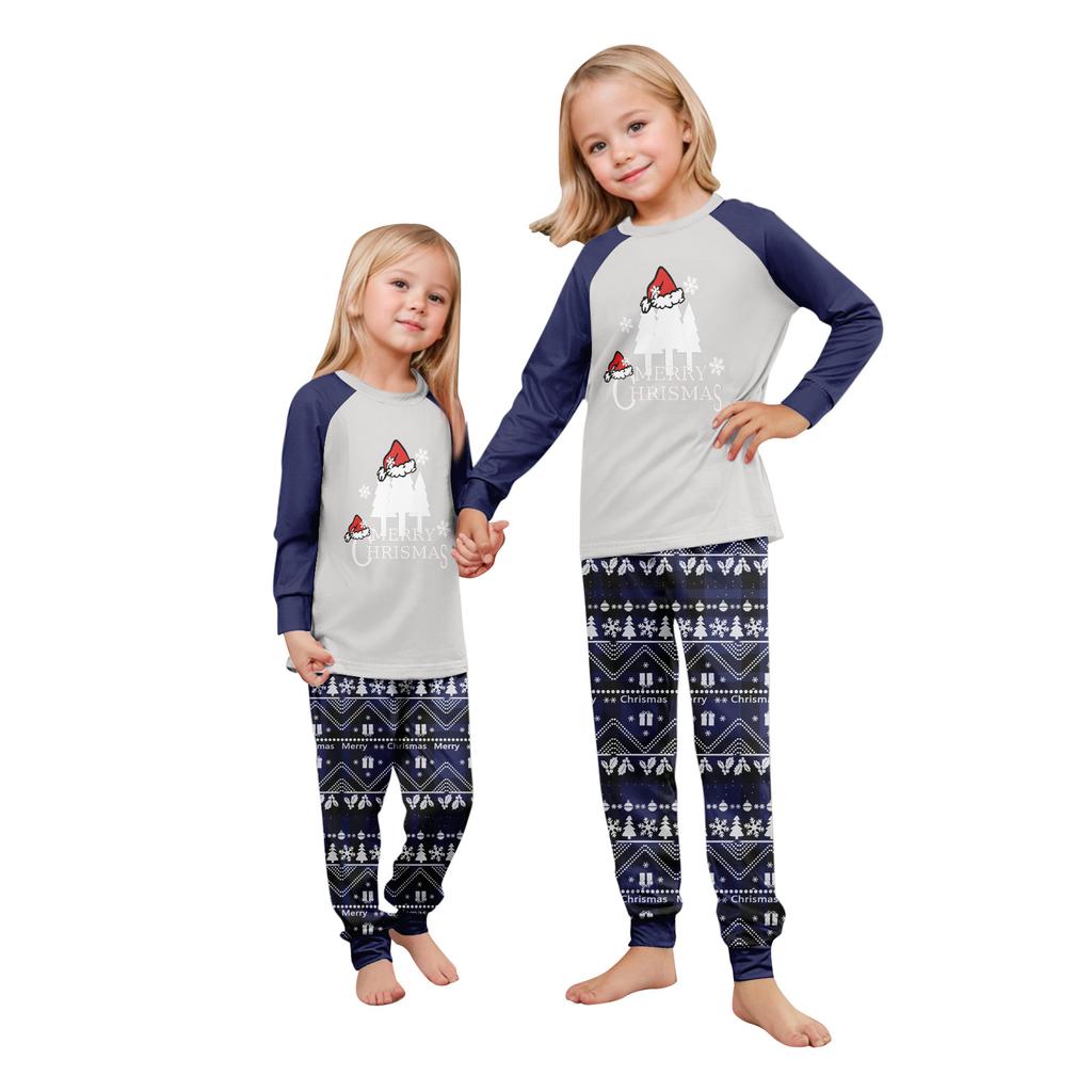 Print Cute Family Set Pajamas, Home Clothes, Family Set Long Sleeve Top Pants Set