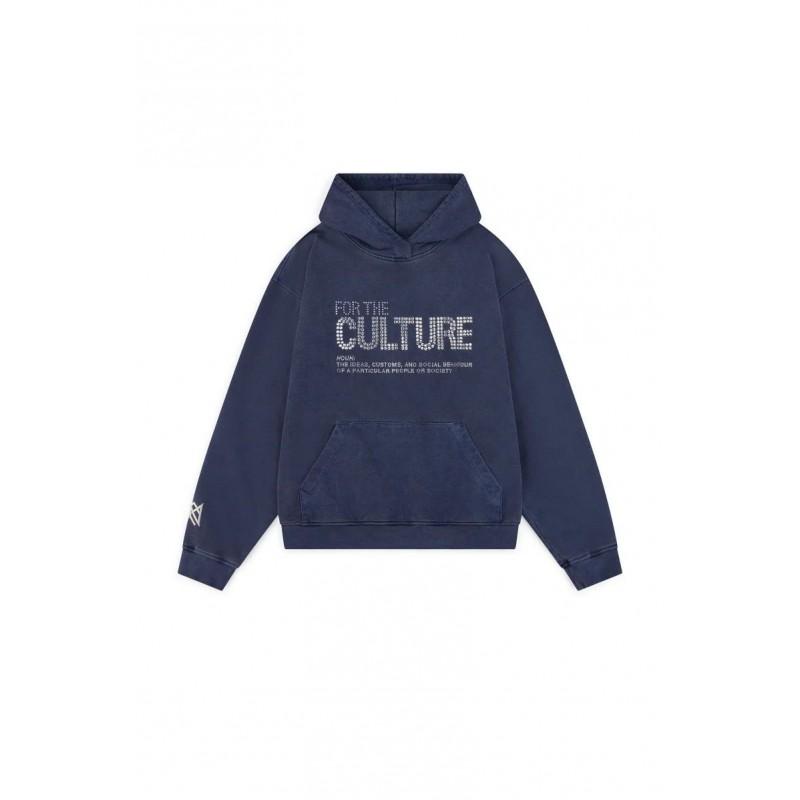 Womens Oversized Hooded Sweatshirt With Rhinestone