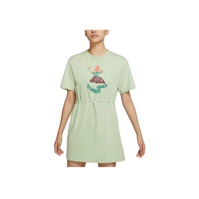 Sportswear Cartoon Pattern A-Line Comfortable Short Sleeve Dress Women Dresses Light-Green DM7911-316