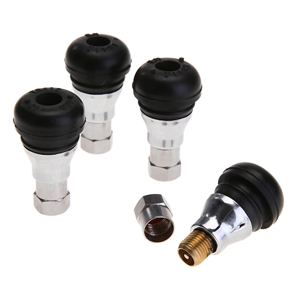 4pcs Universal Tubeless Rubber Car Chrome Rubber Dustproof Easy Installation Tyre Valve Stem Cap Snap for Standard 11mm Rim Hole