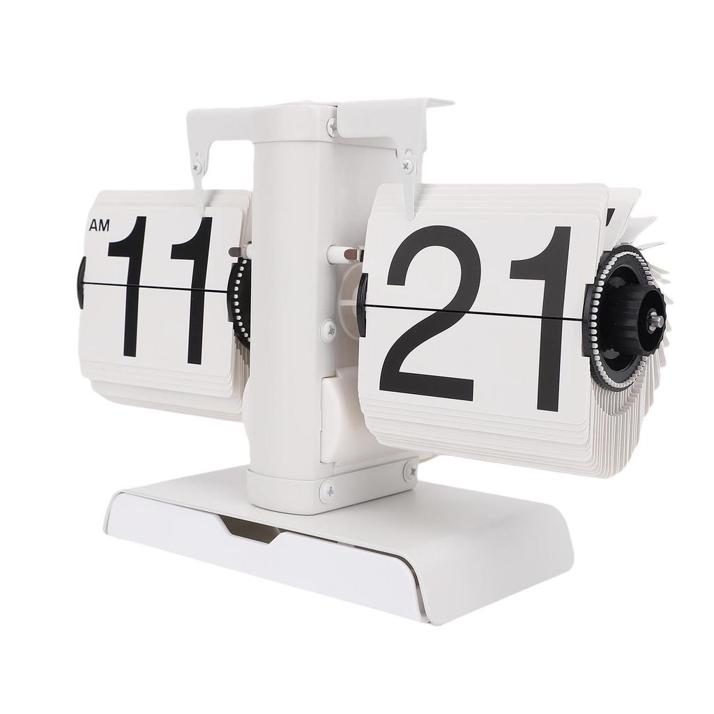 Flip Down Clock Multifunctional Vintage Mechanical Flip Desk Table Clock with Drawer for Office