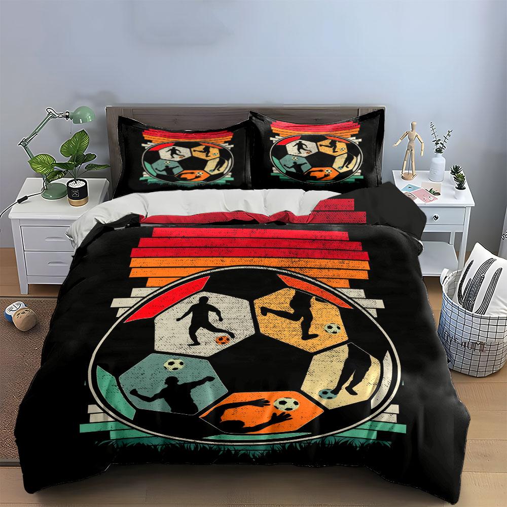 Soccer-Themed Three-Piece Set Design Kid'S And Adults' Bedroom Decor, Exquisite Three-Piece Bedding Set Gift