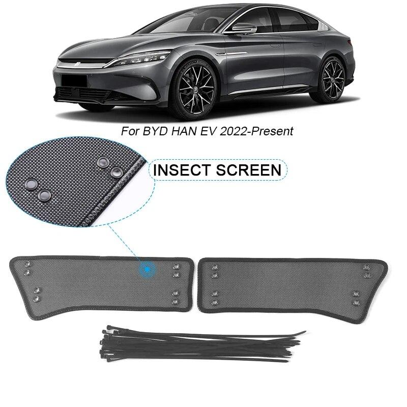 2 peças capa de proteção de entrada de ar à prova de insetos para carro, inserção de ventilação, grelha de corrida, filtro de rede, acessório externo para BYD HAN EV 2022-2025