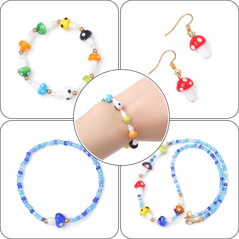 5-25Pcs Glazed Mushroom Glass Beads For DIY Jewelry Making Necklace Bracelet Earrings Craft Accessories