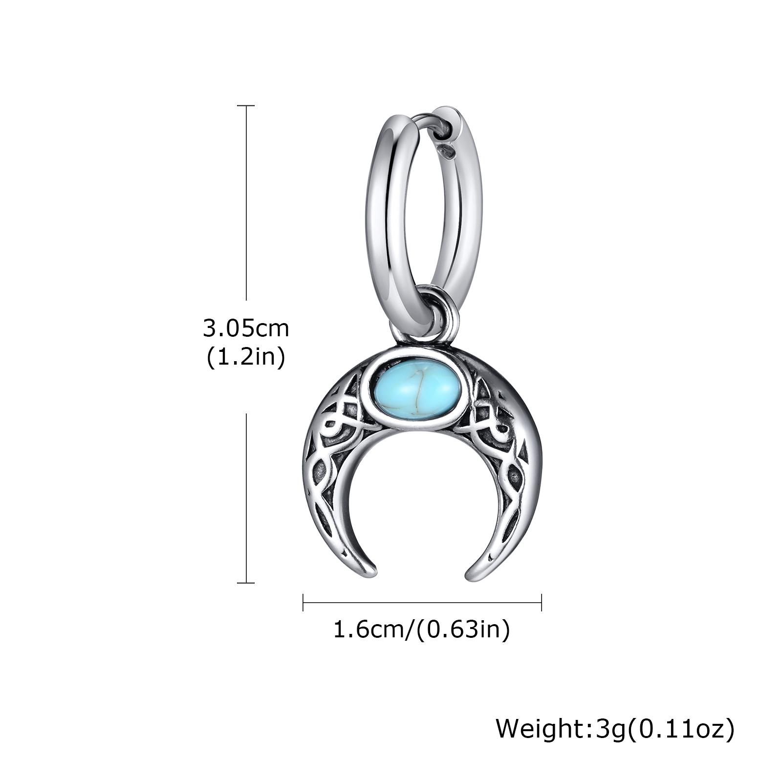 

Vnox Stainless Steel Moon Hoops Earrings for Men Women, Retro Dangle Charm Earrings with Resin Stone, Fashion Unisex Jewelry