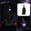 Single Witch Hanging Decoration Halloween Prop with Lighted Head for Indoor Outdoor Party Scene Atmosphere Setting