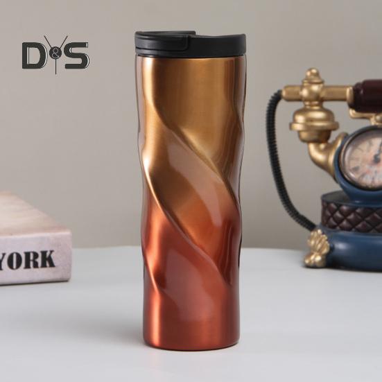 500ML Stainless Steel Thermal Cup Insulated Coffee Tumbler with Lid Spiral Design Vacuum Travel Mug for Hot Drinks Home Office Outdoor Travel