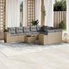 Vidaxl 10-Cz. Set di Mobili da Giardino con Cuscini, Beige, Polyrattan