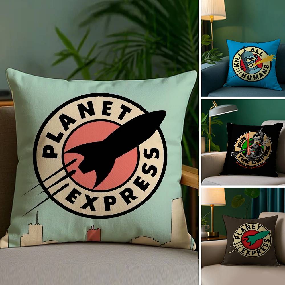 F-Futurama B-Bender Cool Kissenbezug Zuhause Beidseitiger Druck Kurzplüsch Farbecht Mikrofaser Kissenbezug