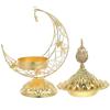 Elegant Golden Iron Censer for Incense with Moon Shape Symbolism and Aromatherapy Function 6.5 Inch