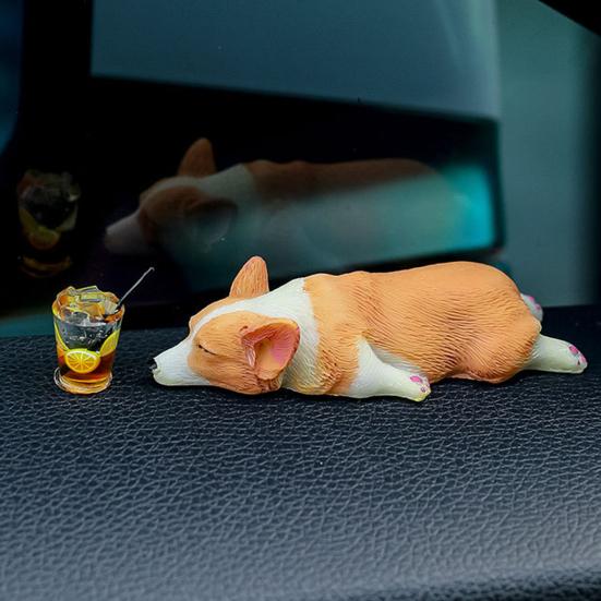 Ozdoba do auta Corgi Roztomilý Mini Spící Corgi Dekorace do auta Ozdoba na středovou konzoli Dárek pro milovníky aut a domácích mazlíčků