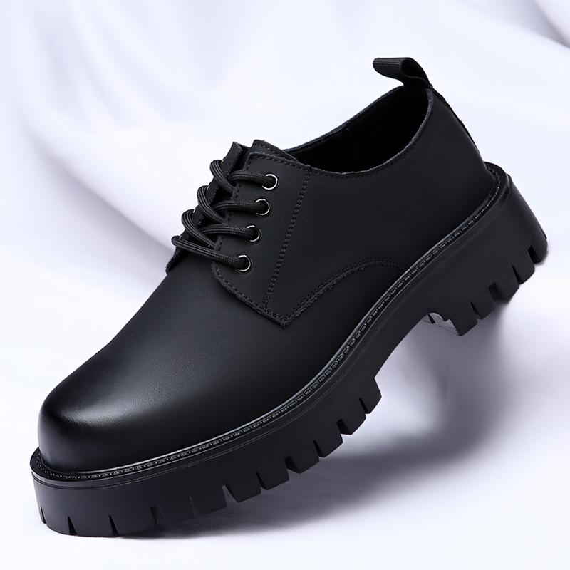 Nová značka Pánské boty z pravé kůže s tlustou podrážkou Společenské kožené boty Jarní Vysoce kvalitní Módní Šněrovací Pohodlné Derby boty