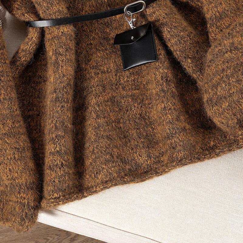 Women's Loose Fit Round Neck Long Sleeve Wool Blend Knitted Top