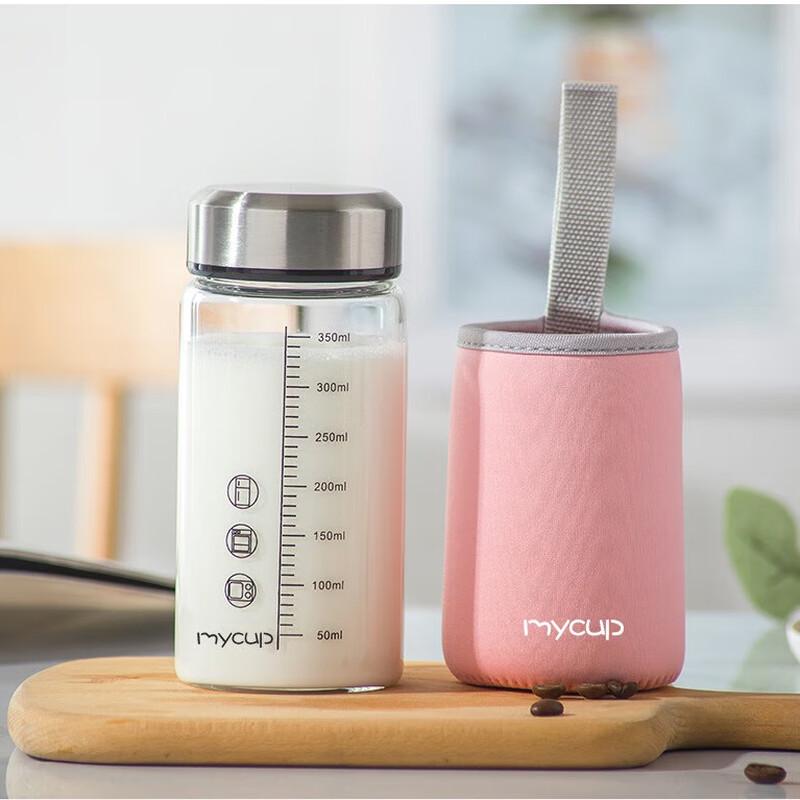 DH Portable Glass Drink Bottle with Lid & Scale 350ml