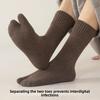 Winter and Autumn Thickened Men's Two-toe Socks, Cotton Socks with Wool Rings, Towel-style Split-toe Mid-length Warm and Odor-resistant Pig-toe Socks