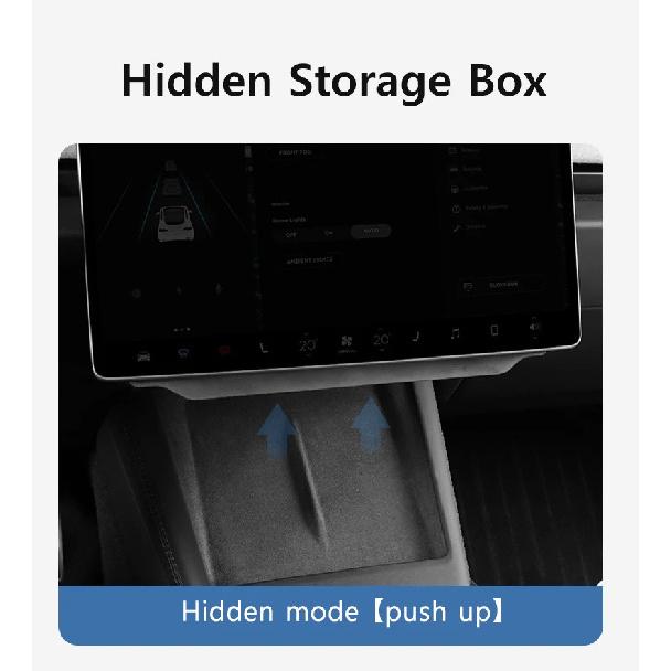 Under-Screen Storage Box For Tesla Model 3 Highland Hidden Fold Able Storage Box Car Storage Modification Parts Interior Design
