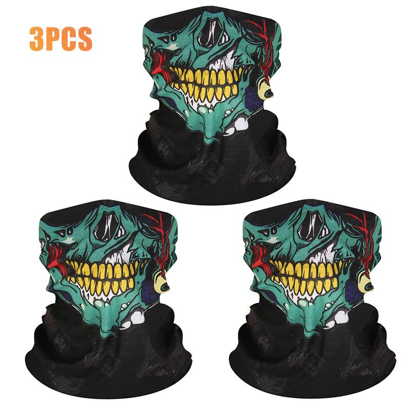 3 Stück Fahrrad-Gesichtsmaske Fahrrad-Totenkopf-Schal Motorradmaske Helm-Gesichtsschutz Waschbares Stirnband Atmungsaktive Fahrradbekleidung