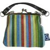 Maeda Senko Goshiki Hanpudo "KYOTO JAPAN" 2.5-inch Square Coin Purse, Five-Color Stripe, Green