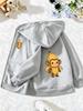 Childrens Black Zip Hooded Jacket Funny Banana Monkey Graphic Front Sleeve Double Print Long Sleeve Streetwear Coat