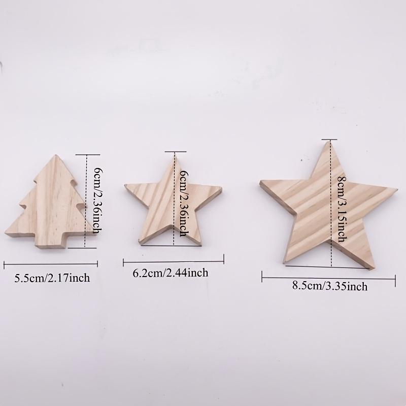6-24pcs Solid Wood Christmas Tree Star Ornaments Christmas Decor 3D Wood Texture Craft Ornament Home Table Xmas Decorations 2025