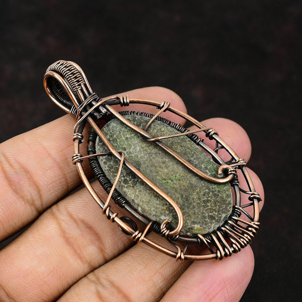Tree Of Life Stingray Coral Pendant Copper Wire Wrapped Pendant Gemstone Handmade Jewelry Dainty Pendant Stingray Coral Jewelry Gift For Him