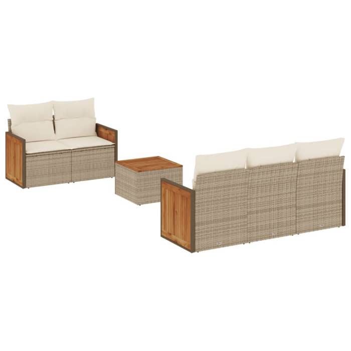 VidaXL Salon de Jardin avec Coussins 6 pcs, Canapés de Terrasse, Ensemble de Meubles de Patio, Mobilier d'Extérieur, Beige 3227465