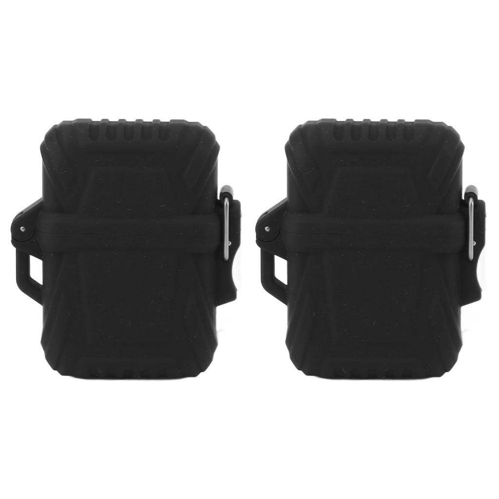 2 PCS Waterproof Lighter Case Plastic Black Sealed Pocket Lighter Container for Outdoor